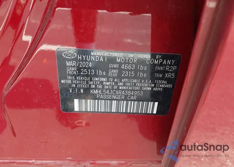 2024 Hyundai Sonata N Line z USA, uszkodzony, nr VIN KMHL54JCXRA384953